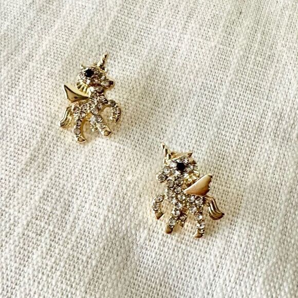 Cute Unicorn rhinestone stud earrings - Picture 1 of 2